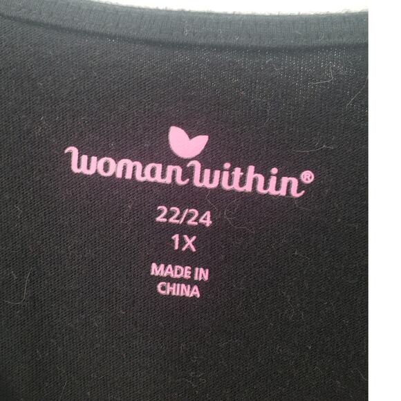 WOMAN WITHIN Black 3/4 Sleeve Top Womens Size 1x (Extra Large XL) - Picture 3 of 4